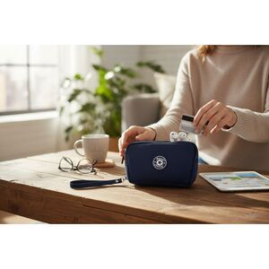 Meetself Blue  Wristlet Wallet Makeup Pouch Cosmetic Case Bag Great For Travel